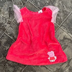 PEPPA PIG Pink Ruffle Sleeve A-Line Soft Circle Dress Girlhood Cartoon Whimsical